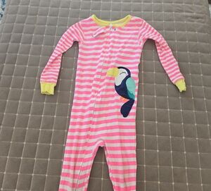 Carter's Pink and Yellow Striped Footie with Toucan